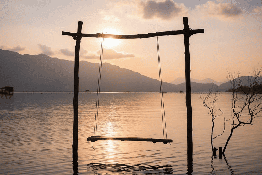 Được bao quanh bởi n&uacute;i Bạch M&atilde;, đầm nước tĩnh lặng n&agrave;y tạo n&ecirc;n phản chiếu như gương soi, l&agrave;m tăng gấp đ&ocirc;i vẻ đẹp của bầu trời b&igrave;nh minh